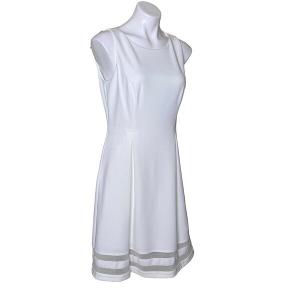 Tommy Hilfiger Cream A-Line Dress, NWT $109 Mesh Illusion Trim Women's Size 10 - Picture 5 of 11